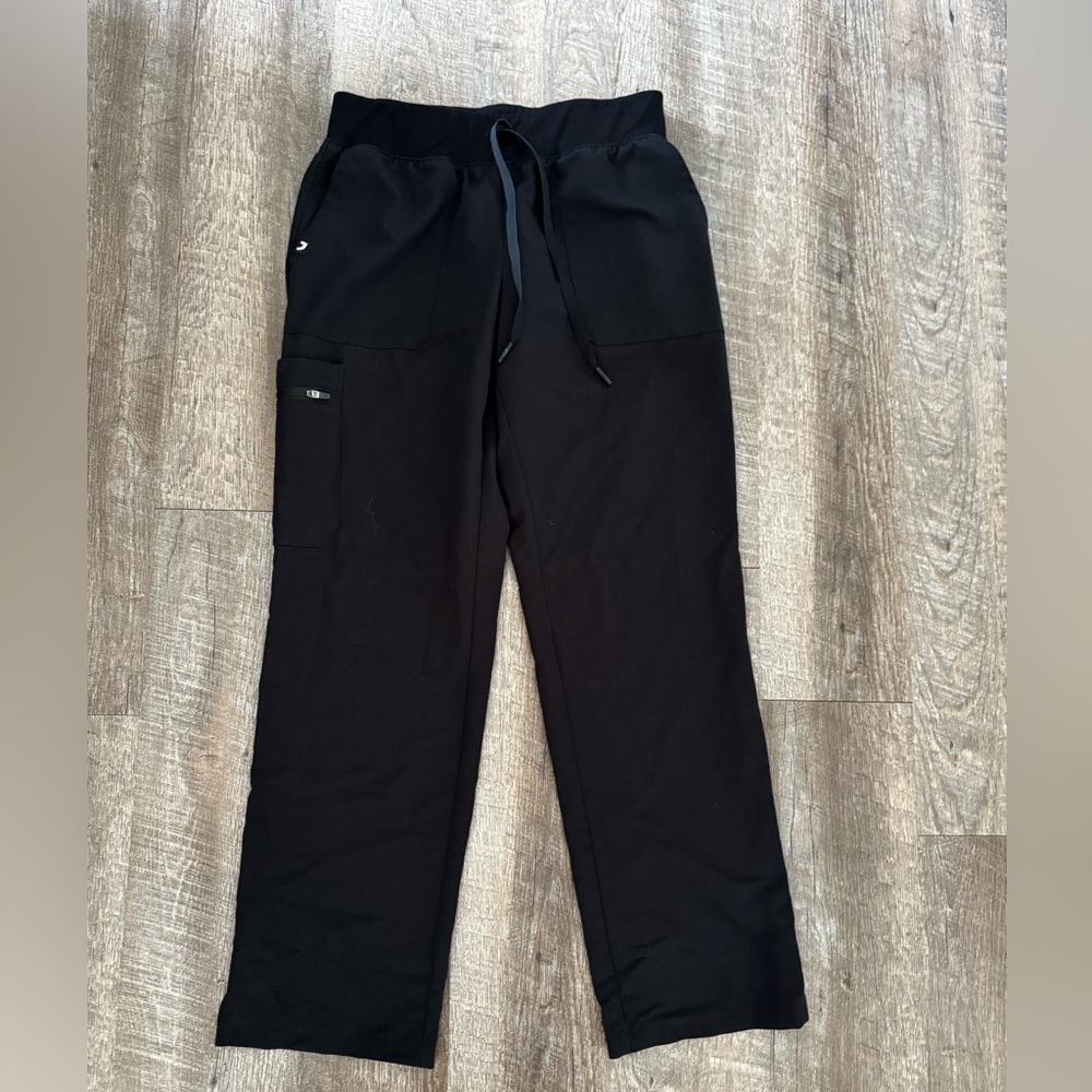 Jaanuu Black Women Drawstring Cargo Scrub Pants
